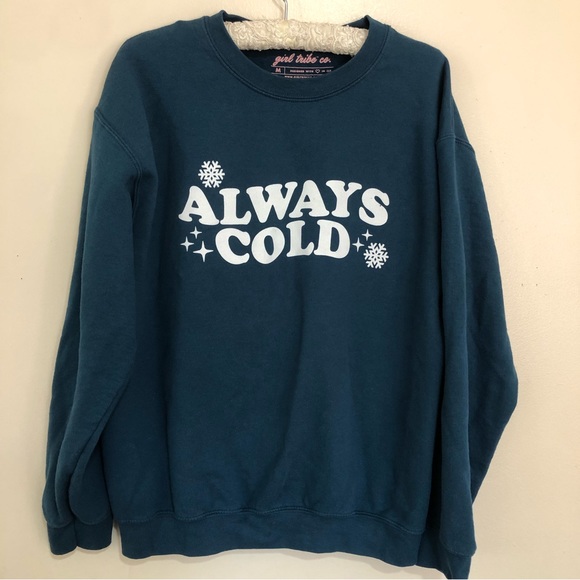COPY - Womens ALWAYS COLD with snowflakes on front🥶Blue Comfy Warm Sweater Size… - Picture 2 of 12